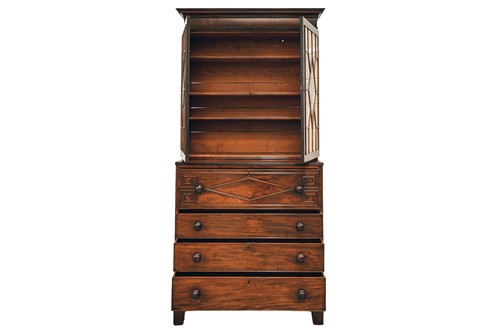 Lot 157 - A George IV mahogany secretaire bookcase with...