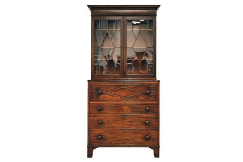 Lot 157 - A George IV mahogany secretaire bookcase with...