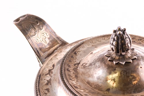 Lot 464 - A George III silver pedestal coffee biggin,...