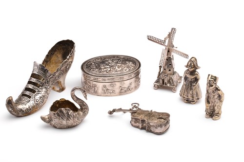 Lot 396 - A collection of Continental white metal...