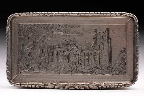 Lot 386 - A Victorian castle top snuff box; rounded...