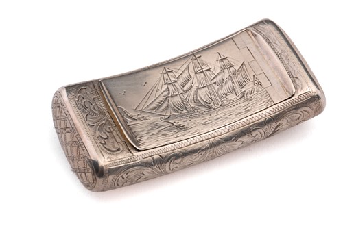 Lot 272 - A George III double snuff box; of curved...