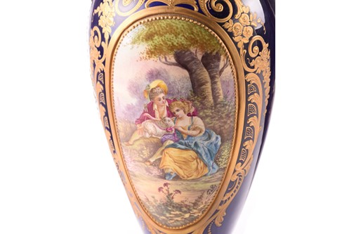 Lot 223 - A pair of large Sevres style vases and covers,...