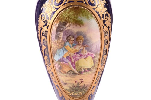 Lot 223 - A pair of large Sevres style vases and covers,...