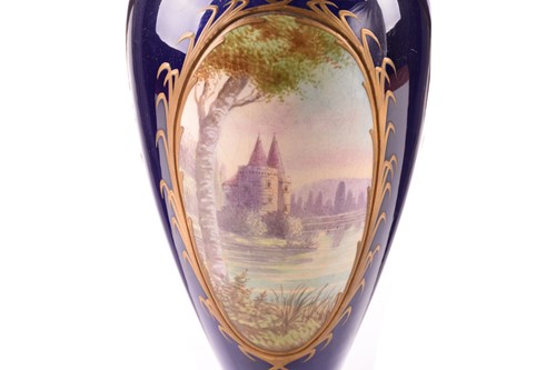 Lot 223 - A pair of large Sevres style vases and covers,...