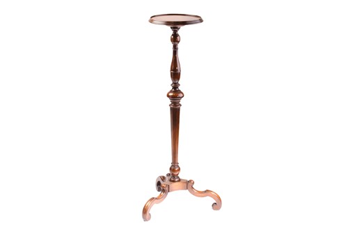 Lot 115 - A Queen Anne style walnut torchere stand with...