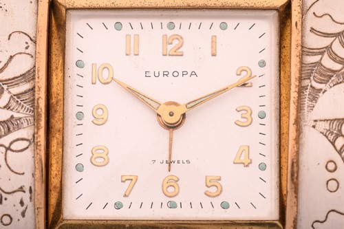 Lot 327 - A 1920's Europa Travel clock, with a...