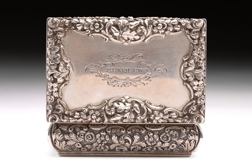 Lot 380 - A Victorian silver snuff-box, rectangular with...