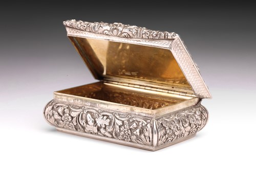 Lot 380 - A Victorian silver snuff-box, rectangular with...