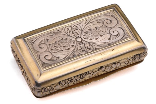 Lot 355 - A George IIl snuff box; parcel gilt, rounded...