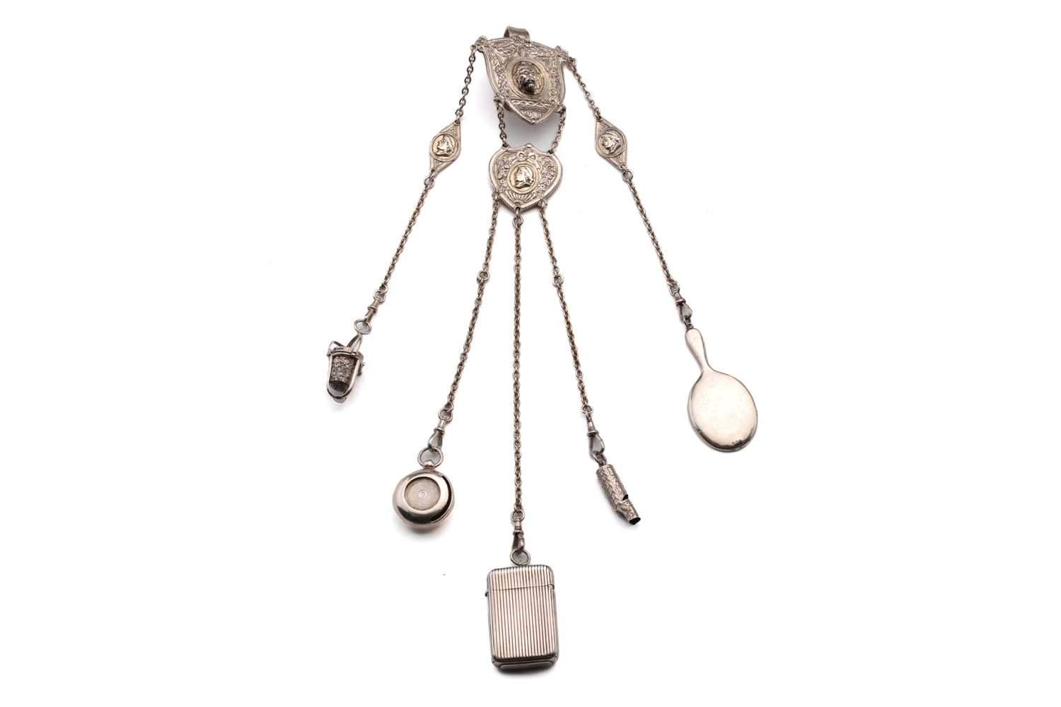 Lot 450 - A 19th century continental chatelaine, with...