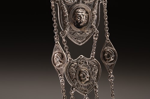 Lot 450 - A 19th century continental chatelaine, with...