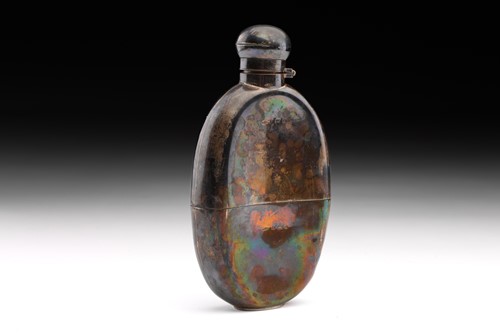 Lot 468 - A silver two part hip flask, Birmingham 1903,...