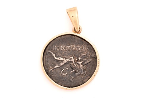 Lot 182 - A Roman silver coin pendant, showcasing a M....