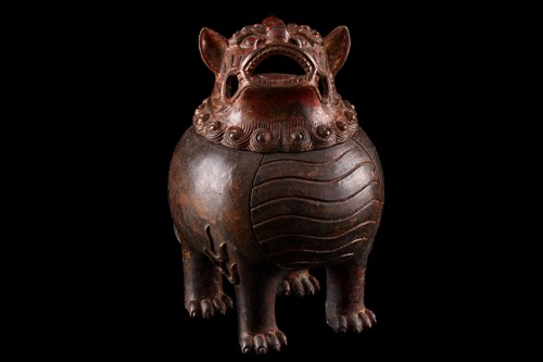 Lot 99 - A Chinese bronze censer in the form of an...