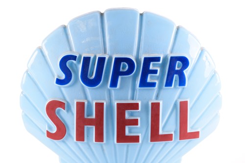 Lot 183 - A blue 'Super Shell' glass petrol pump globe...