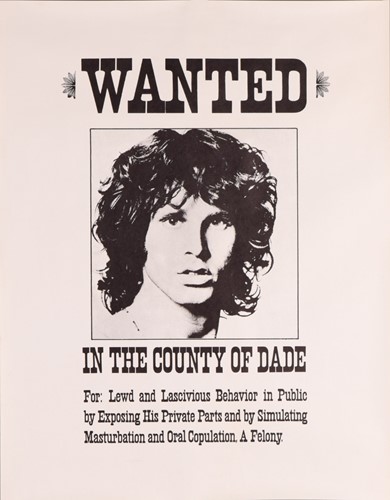 Lot 41 - Jim Morrison: 'Wanted', a vintage 1970s copy...