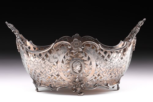 Lot 317 - A Victorian silver pierced oval two-handled...