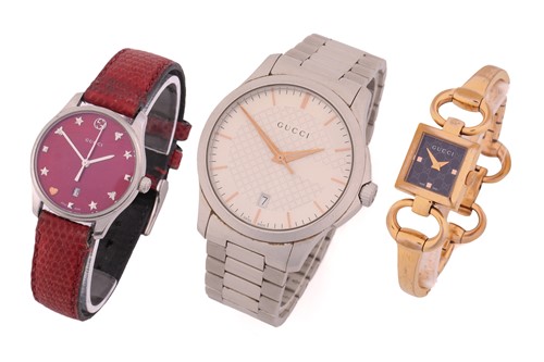 Lot 216 - Three Gucci quartz watches, with the first...