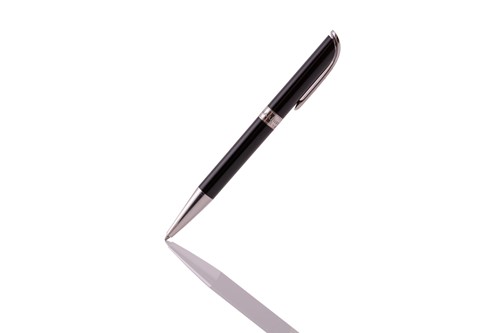 Lot 289 - Bulgari - Black and silver ballpoint pen, with...