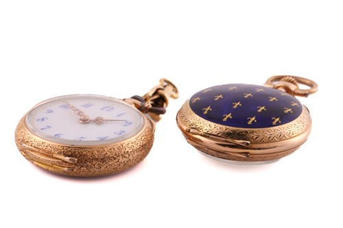Lot 262 - Two lady's enamel dial and enamel panelled...