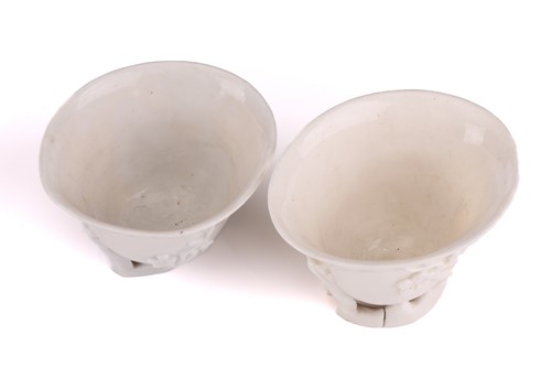 Lot 104 - Two Chinese Dehua blanc de chine libation cups,...