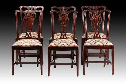 Lot 231 - A set of eight mahogany Chippendale-style...