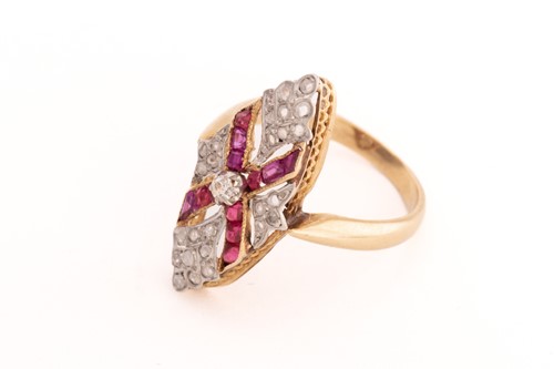 Lot 103 - A gem-set navette ring, comprises multiple...