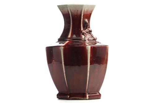 Lot 132 - A large Chinese Sang de Boeuf octagonal vase,...