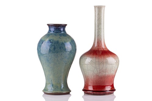 Lot 110 - A Chinese Sang de Boeuf mallet shape vase,...