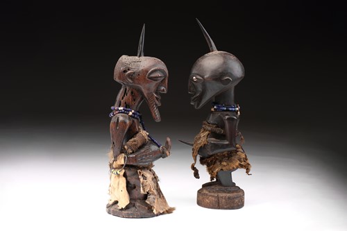 Lot 124 - Two Songye standing male power figures,...