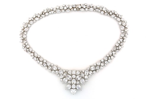 Lot 150 - A silver and cubic zirconia necklace and...