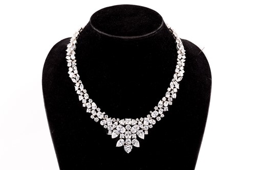 Lot 150 - A silver and cubic zirconia necklace and...