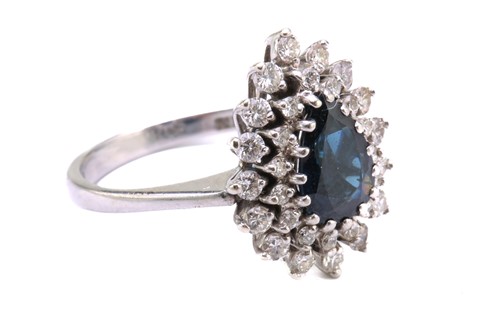 Lot 49 - A sapphire and diamond entourage ring,...