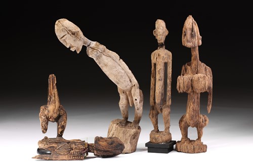 Lot 26 - Three Dogon standing figures, Mali, comprising...