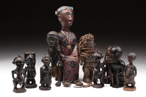 Lot 5 - A Colon painted figure of a chieftain, Nigeria,...