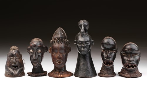 Lot 119 - Five Ekoi anthropomorphic head crests, Nigeria,...