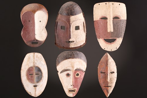 Lot 50 - Six Bira masks, Democratic Republic of Congo,...