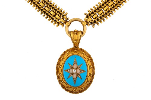 Lot 99 - A Victorian Etruscan Revival style pendant on...