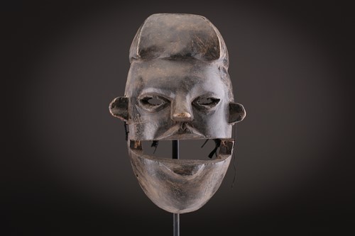 Lot 41 - A Tharu Shaman mask, Tibet, with rectangular...