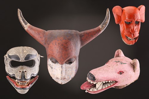 Lot 138 - Three zoomorphic masks, Indonesia/Cambodia,...