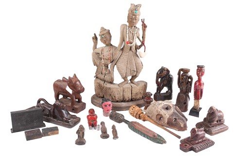 Lot 77 - A collection of Indonesian and Indian carved...