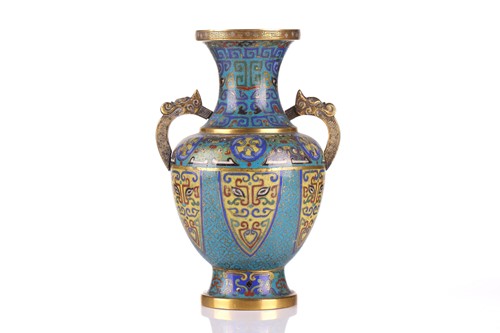 Lot 178 - A Chinese cloisonne and gilded vase, Qing,...