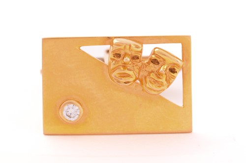 Lot 148 - A pair of yellow metal tragedy & comedy...