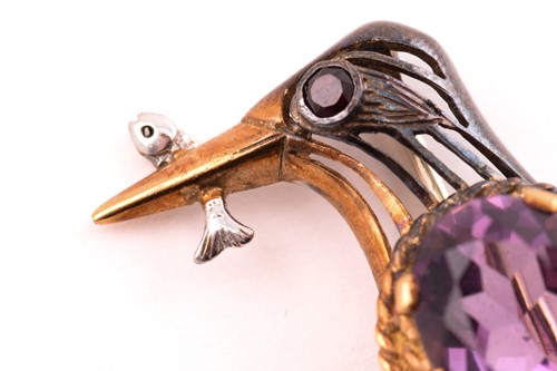 Lot 66 - A gem-set kingfisher brooch in 9ct gold,...