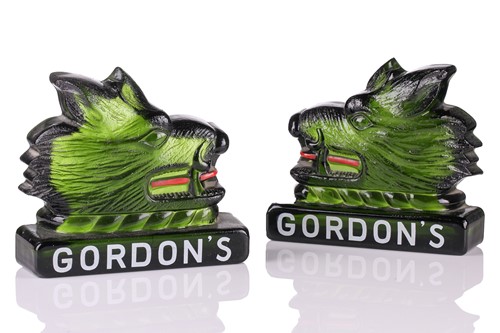 Lot 337 - A pair of mid-20th century Gordon's gin green...
