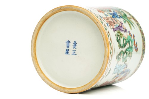 Lot 163 - A Chinese porcelain bitong, painted in a...