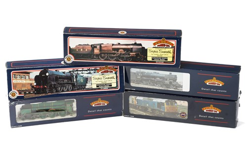 Lot 322 - Five boxed Bachmann model railway locomotives,...