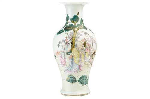 Lot 130 - A Chinese porcelain famille rose baluster vase,...