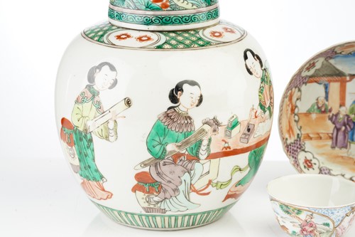 Lot 84 - A Chinese famille verte ginger jar and cover,...